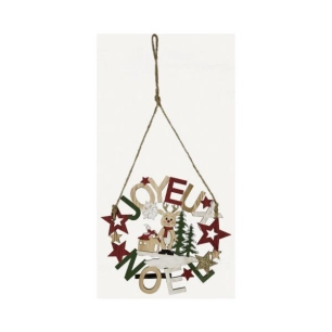 Joyeux Noël À Suspendrel:14cm X H:12,5cm - Bois