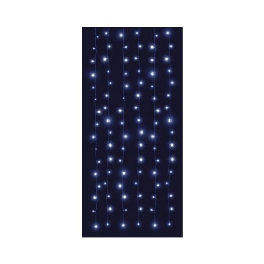 Rideau Brillant Led Opaque - 2mx2m12v - L:2m X H:2m - 96 Super Brillan Te Led Blanc Pur - Animée 4 Fonctions Mémoire - Câble Arg