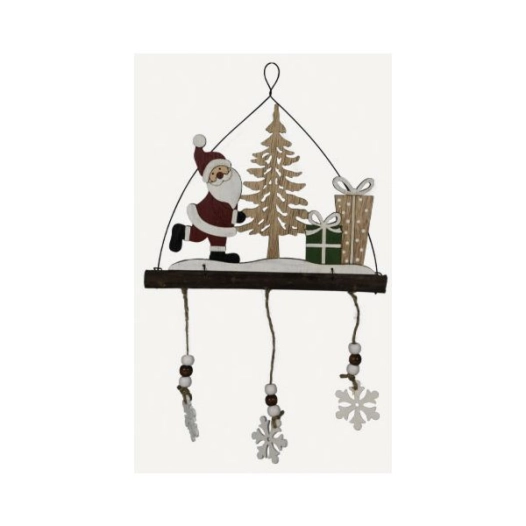 Père Noël À Suspendrel:20cm X H:34cm - Bois