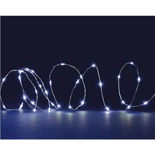 Pret A Vendre Gde Micro Led - 6m4,5v - L:6m - 60 Micro Led Blanc Pur - Fixe - Câble Argent Transparent