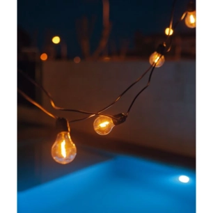 Guirlande Solaire Allegra + Batterie Noire 8m 10 Ampoules Led De Jardin Neuves