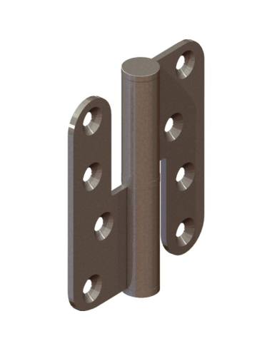 Paumelle - Bouts Ronds Noeud Plat Ø16 - Bague Inox Gauche - 100x86 - Inox Brosse