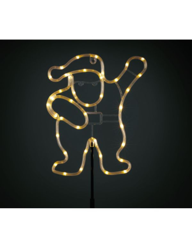 Père Noël Lumineux - Dim 51,5x26cm - 39 Leds Blanc Chaud - Timer 6h On / 18h Off - Stick F