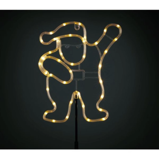 Père Noël Lumineux - Dim 51,5x26cm - 39 Leds Blanc Chaud - Timer 6h On / 18h Off - Stick F