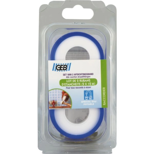 Lot De 2 Rubans Ptfe 12mmx12mx0,075