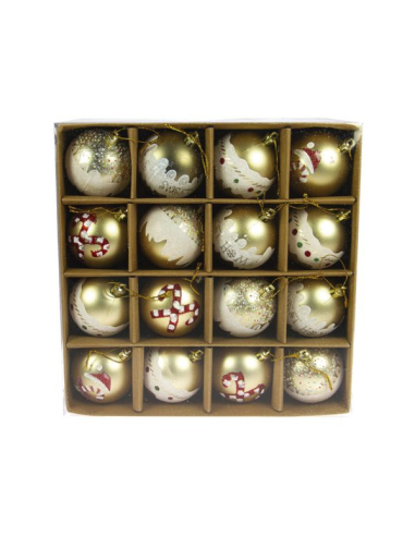 Set De 16 Boules Or Fantaisies - 6cm