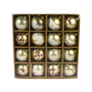 Set De 16 Boules Or Fantaisies - 6cm