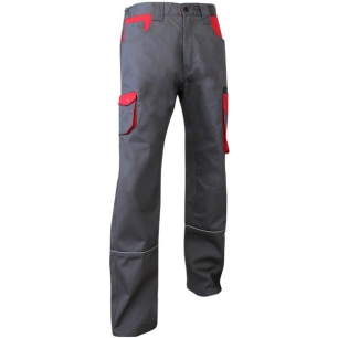 Pantalon Lin Multipoches - Bicolor Gris/Rouge - Taille 40