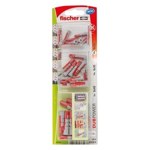 Assortiment cheville + vis duopower ass 5x25/6x30/8x41 - FISCHER