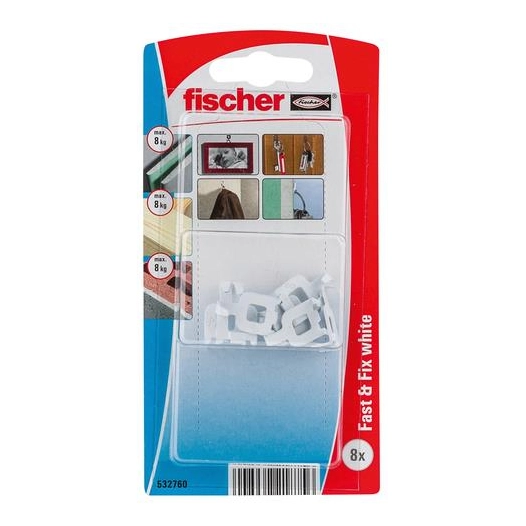 Fast & Fix blanc - Le crochet mural rapide x8 - FISCHER