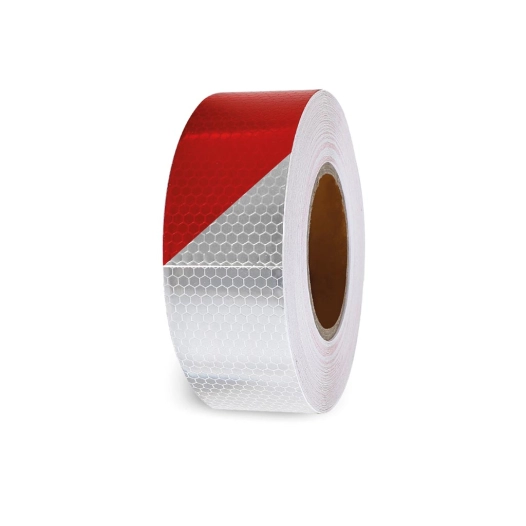 adhésif réfléchissant en nid d'abeille 5cm x 5m - rouge/blanc