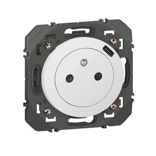 2p+t chargeur usb 1poste blanc