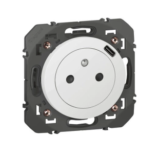 2p+t chargeur usb 1poste blanc