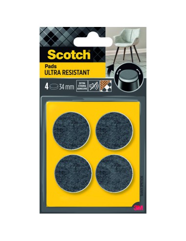 Patin Feutre Gris 34mm Protection Silencieuse Meubles - Scotch