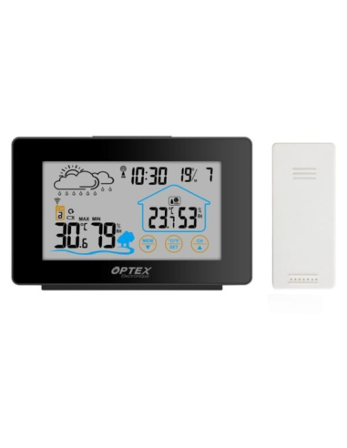 station meteo radio controlee tactile noir et blanc avec sonde exterieure