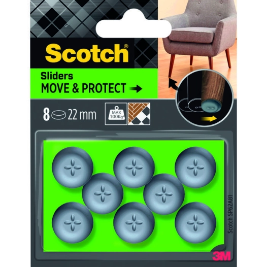 glisseur adh gris 22mm 8pce