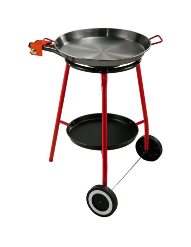 Set Paella Andreu Plat À Paëlla Poli 46 Cm 12 Parts / Réchaud 40 Cm / 11,40 Kw / 3 Pieds Plateau Roulettes - AUTRE