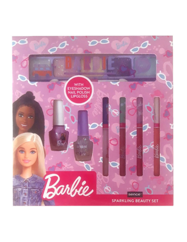 Barbie Coffret Cosmétique 7 Pièces 4gloss+1 Ombre+2 Vernis À Ongles