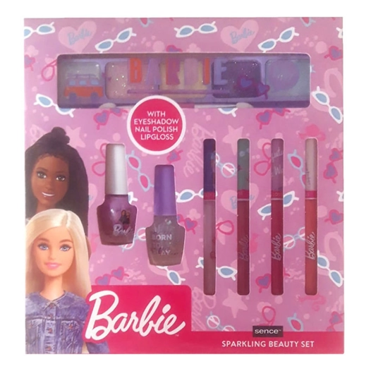 Barbie Coffret Cosmétique 7 Pièces 4gloss+1 Ombre+2 Vernis À Ongles