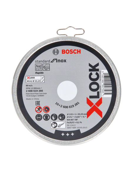 Boîte Avec 10 Disques À Couper X-Lock Standard Pour Acier Inoxydable (DROITS) Taille: 115x1mm 2608619266 Bosch