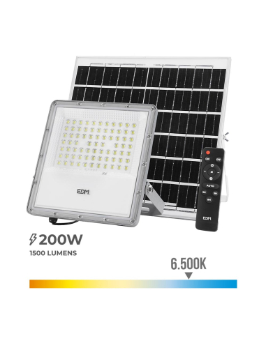 Projecteur Led Solaire Projecteur 200w 1500lm 6500k Ip65 Edm. - Edm