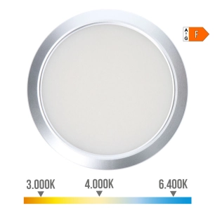 Downlight Led En Surface/Encastré Réglable 20w 2.050lm Ra80 Cadre Chrome Ø22,5cm Edm.