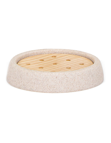Porte-Savon En Grès Et Frêne Ø10.5x2cm Andrea House