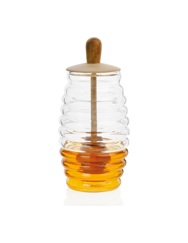 Pot À Miel Verre/Bois Ø5,5x15,5cm Ms66068 Andrea House