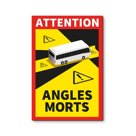 ''PACK 3 Autocollants ''''ANGLES Morts'''' Pour Bus 17x25cm''