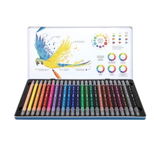 Coffret Metal Avec 24 Marqueurs De Double Pointe Fine - Pinceau Milan