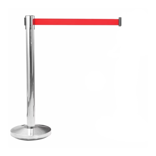 Poteau D'espacement En Acier Inoxydable Avec Ruban Rouge Extensible 2m X 5mm.