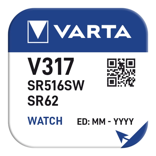 Pile De Bouton Sr62- V317 Varta 10,5mah (BLISTER 1 Unit.) Ø5,8x1,65mm
