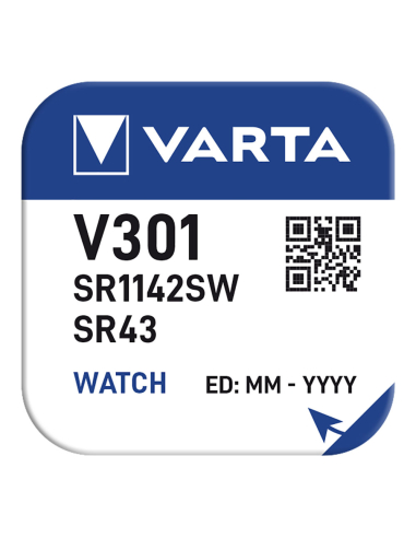 Pile Montre Varta SR43/V301 Longue durée, haute précision - Varta
