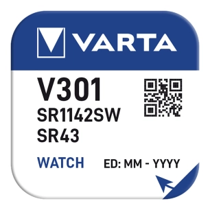Pile De Bouton Sr43 - V301 Varta 82mah (BLISTER 1 Unit.) Ø11,6x4,2mmpile Bouton Sr43 - V301 Varta 82 Mah (BLISTER 1 Unité.) 1.16