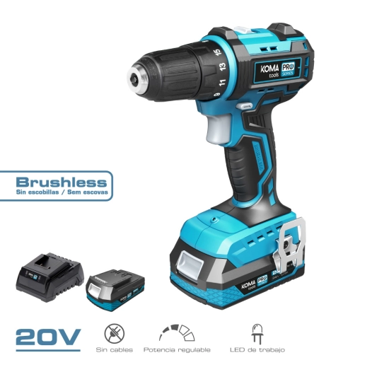 Kit De Perceuse Sans Balais Koma Tools Pro Series Batterie 20v