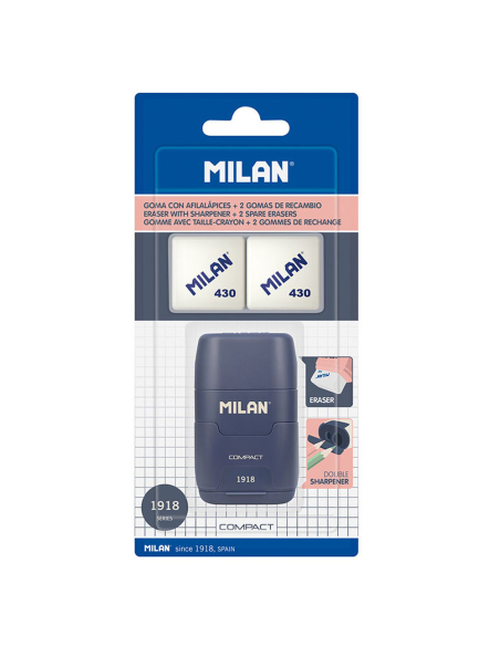 Aiguiseur Compact Milan Bleu Aiguiseur compact avec gommes de rechange - MILÁN