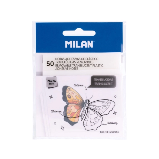 Bloc 50 Notes Autocollantes Transparentes Amovibles Translucide 76x76mm Milan