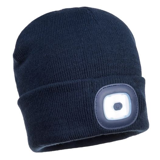 Bonnet Beanie double LED rechargeable - Marine - PORTWEST