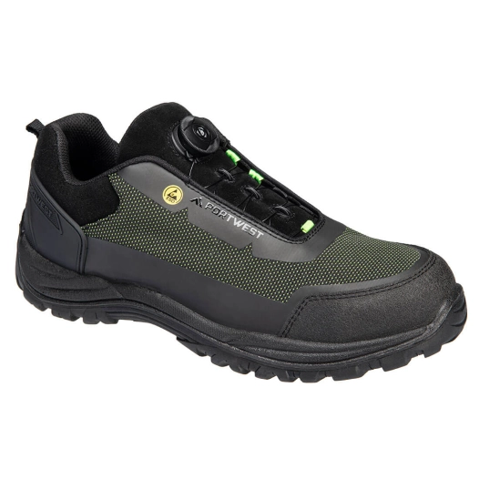 Chaussures Girder Composite Mid S3S ESD SR FO - 47 - Noir/Vert - PORTWEST