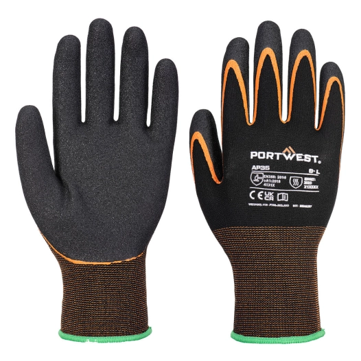 Gant Grip 15 Nitrile double paume - S - Noir/Orange - PORTWEST