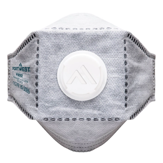 Masque EAGLE Respiratoire FFP3 plat pliable en carbone avec valve (Paquet de 10 pièces) - Blanc - PORTWEST