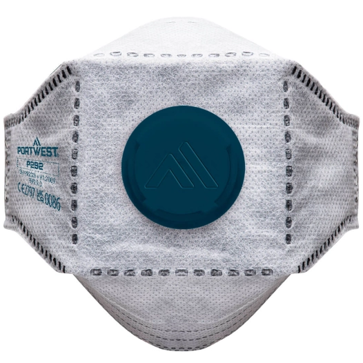 Masque EAGLE Respiratoire FFP3 plat pliable en carbone, avec valve (Paquet de 10 pièces) - Blanc - PORTWEST