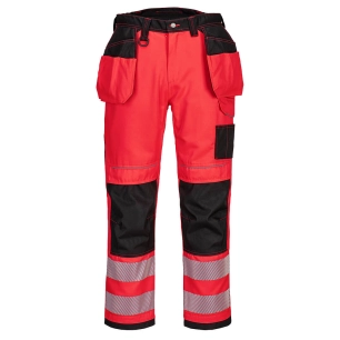 Pantalon HV PW3 poches flottantes - 28 - Rouge/noir - PORTWEST