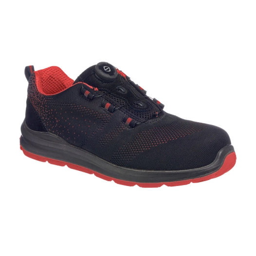 Portwest Compositelite Wire Lace Safety Trainer Knit S1P - 43 - Noir/Rouge - PORTWEST