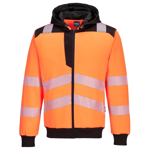 PW3 - Sweat à capuche zippé Haute-Visibilité - L - Orange/Noir - PORTWEST