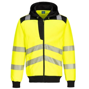 PW3 - Sweat à capuche zippé Haute-Visibilité - S - Jaune/Noir - PORTWEST