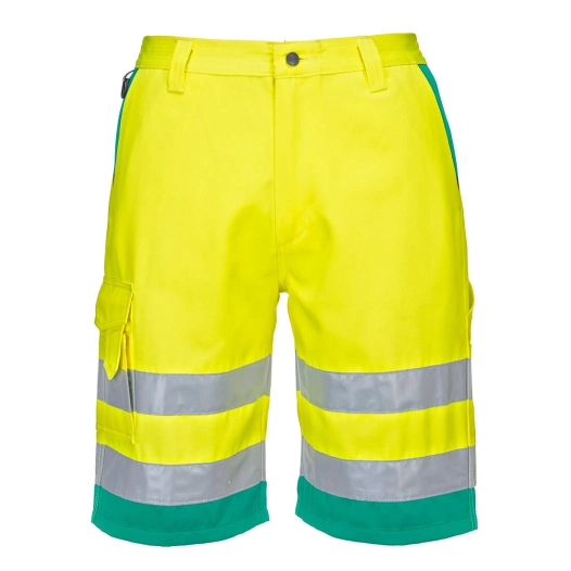 Short en poly-coton léger haute visibilité - L - Jaune/Théal - PORTWEST