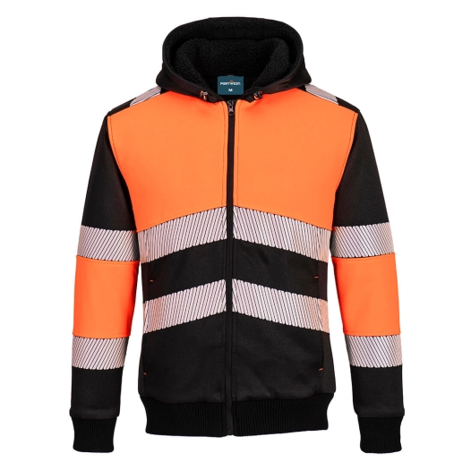 Sweat à capuche dhiver zippé PW3 Class 1 - XL - Orange/Noir - PORTWEST