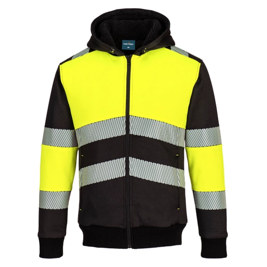 Sweat à capuche dhiver zippé PW3 Class 1 - XXL - Jaune/Noir - PORTWEST