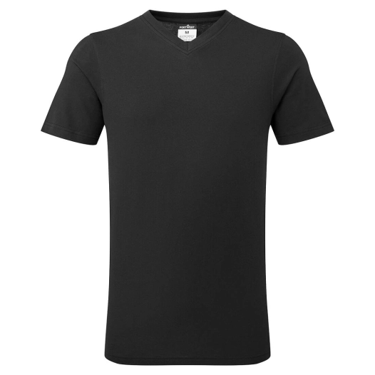 T-shirt en coton à col en V - XXL - Noir - PORTWEST